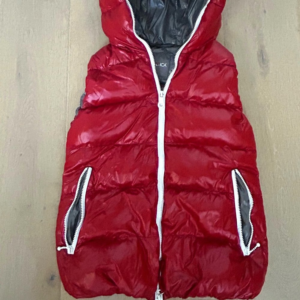Duvetica Goose Down Puffer Vest size  Small Red with grey lining